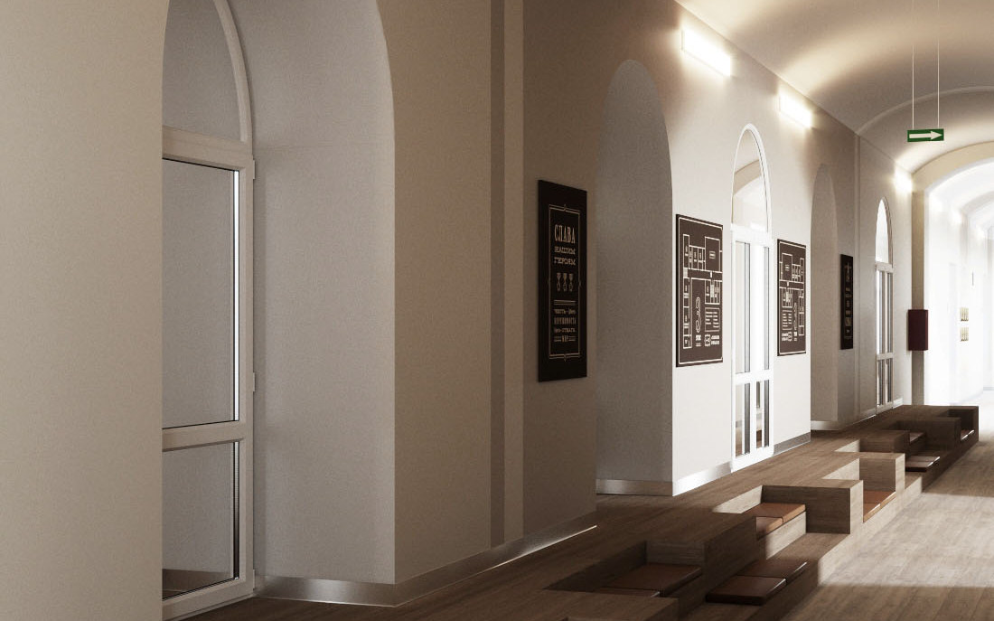 Интерьерные решения для коридоров Алексеевской гимназии